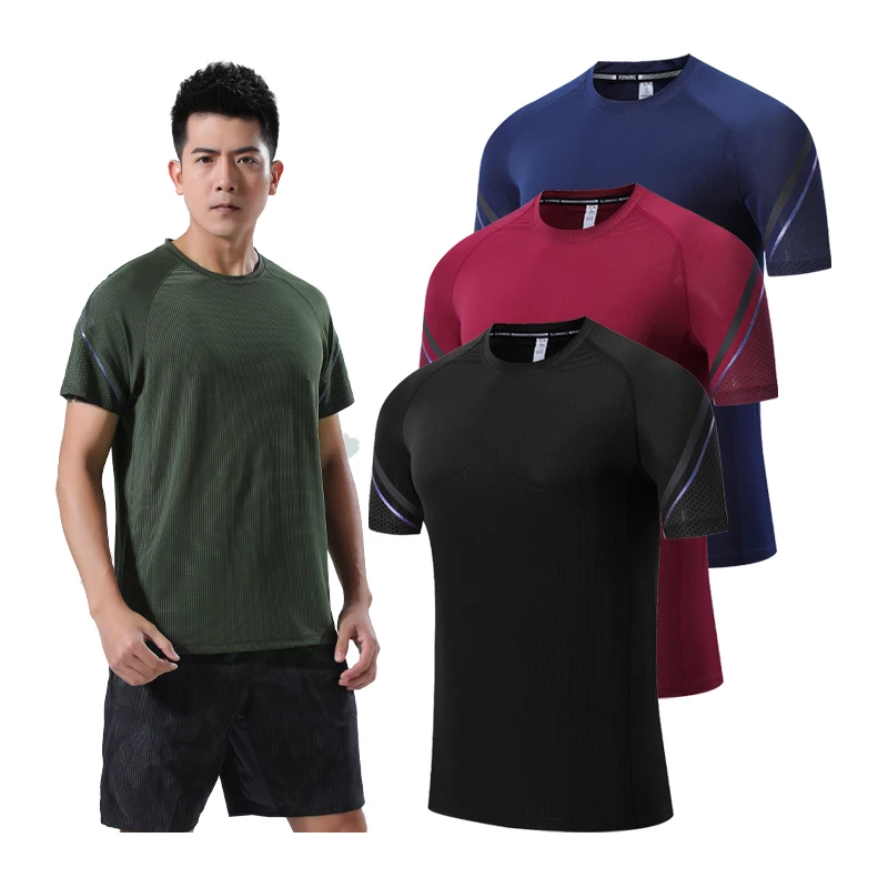 Sporto Vyrų Tees Kvėpuojantis Quick Dry Lauko Marškinėliai Kelionėse Mokymo Alpinizmo Žvejybos Viršų Veikia Vyrų Ruožas T-Shirt