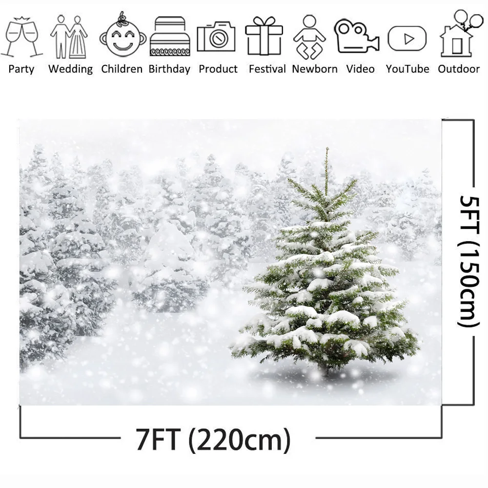 Mehofoto 7x5ft Žiemos Sniego Medis Fone Baltos Kalėdų Fotografijos Fonas Foto Fone Studija Fono Paveikslėlį 166