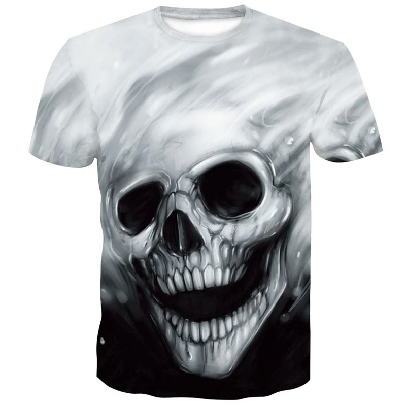 Naujas black marškinėliai 3D Kaukolė marškinėlius Vyrų T-shirt Vyrai Viršuje Summer Tee Kokybės orui Trumpas Rankovės O-kaklo Hip-Hop juokingi marškinėliai