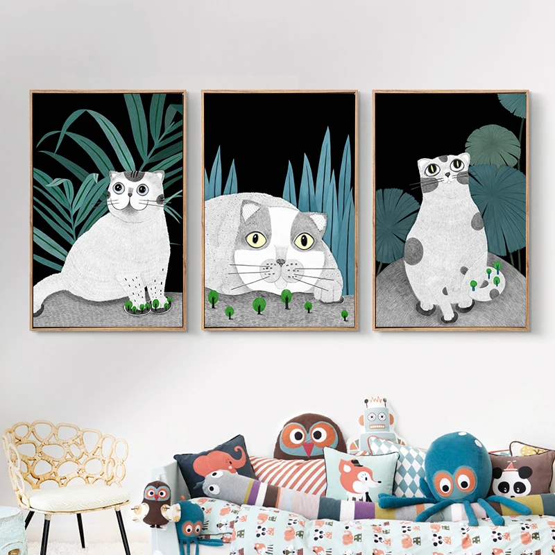 Animacinių filmų Gyvūnų Lovely Cat Vaikai Apdailos Tapybos Drobė Spausdinti Tapybos plakatus Sienos Nuotraukas Kambarį Namų Dekoro