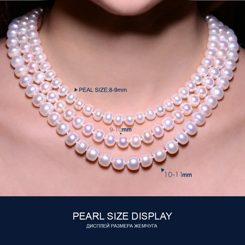 FENASY bauda AAAA aukštos kokybės natūralių gėlavandenių perlų vėrinį moterų 3 spalvas 8-9mm perlų papuošalai 45cm choker karoliai