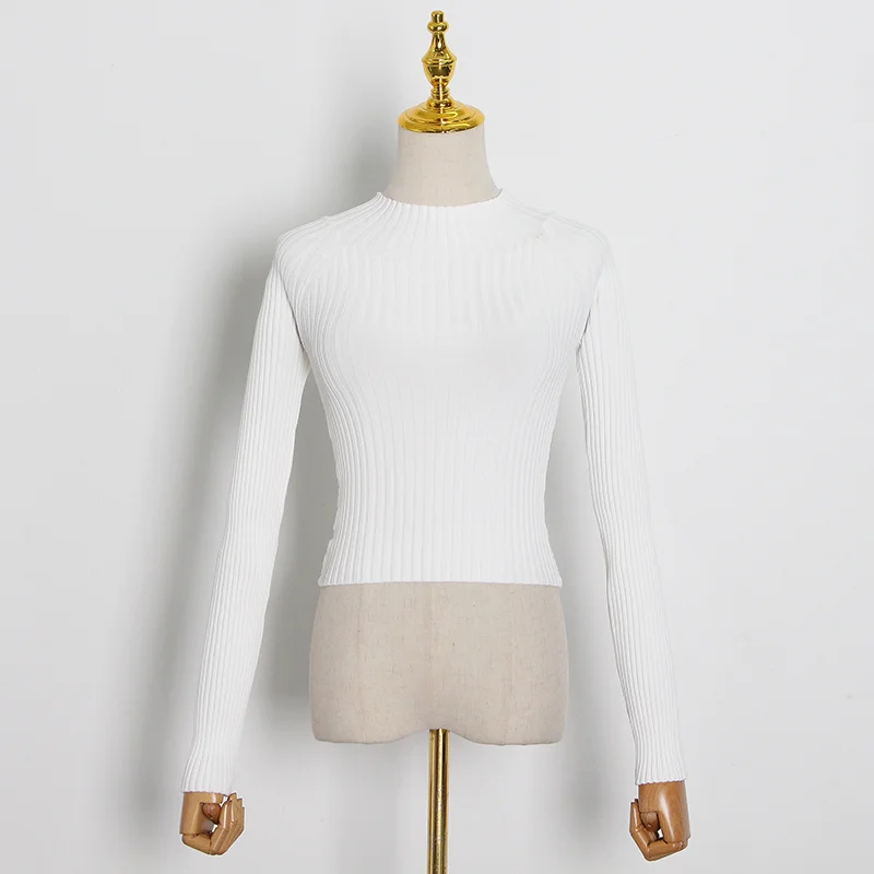 GALCAUR Dryžuotas Marškinėliai Moterims Golfo ilgomis Rankovėmis Kryžiaus Tuščiaviduriai Iš Mezgimo Megztinis T Marškinėliai Moteriška 2020 Mados Drabužiai