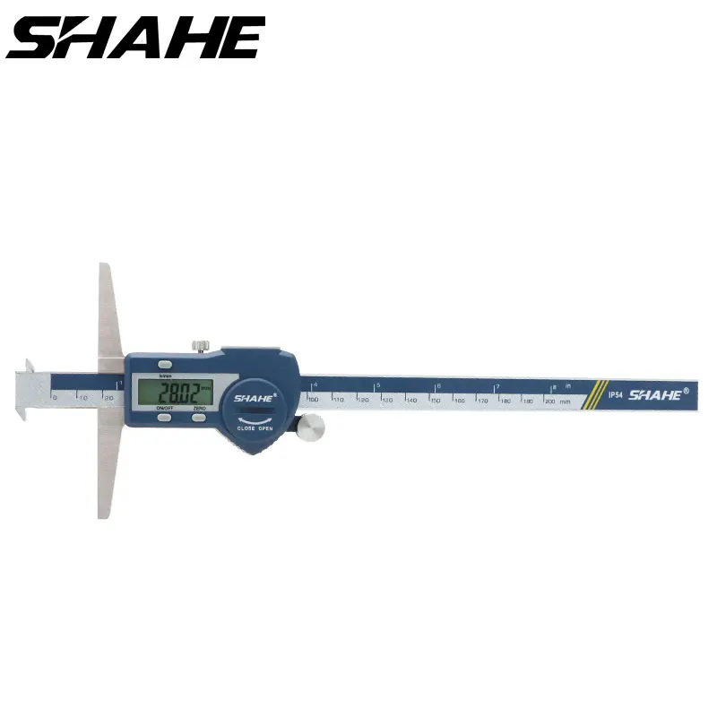 Shahe 0-200 mm dvigubų kabliukų gylis suportas gylio matuoklis skaitmeninis slankmatis nerūdijančio plieno micrometro matavimo įrankiai