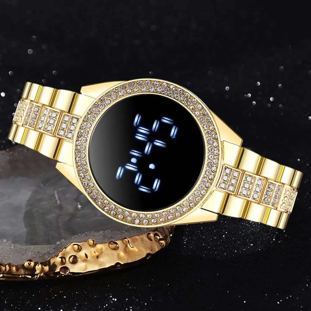 Prabangus LED Ponios Žiūrėti Moterų Rose Gold Plieno Dirželis Moterims Laikrodžius Top Brand Žiūrėti Moterims, Apyrankė Laikrodis Relogio Feminino
