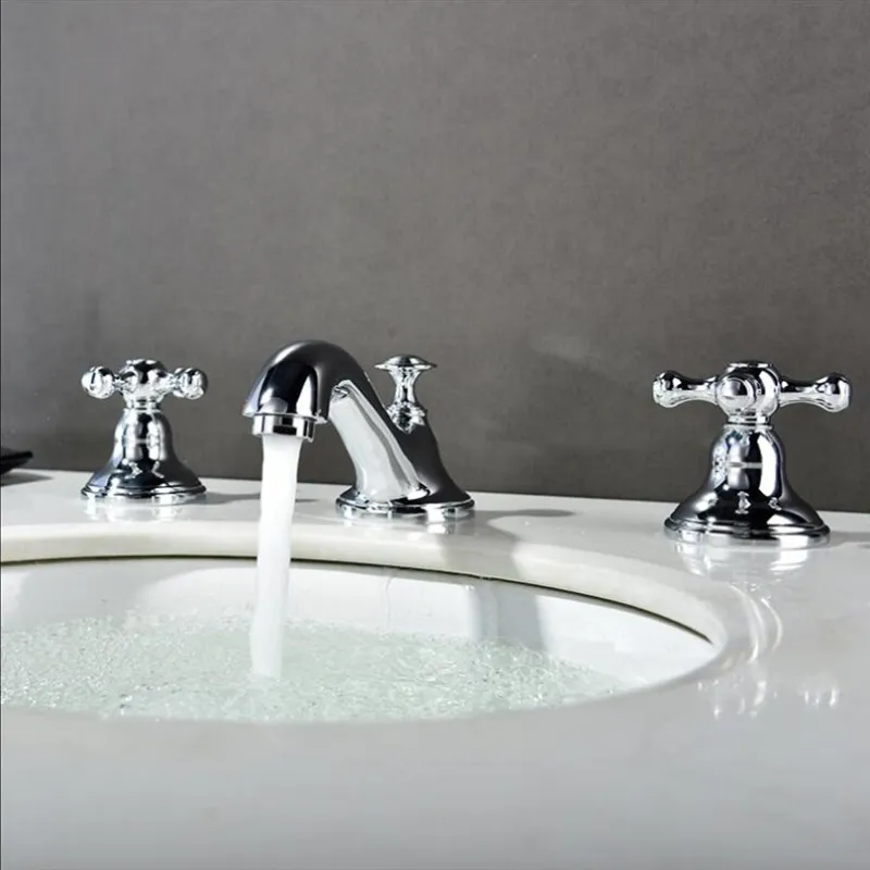 Amerikietiško stiliaus Klasikinis Baseino Maišytuvai Poliruoto Aukso Žalvario Vonios tualeto Maišytuvas plačiai 3 Skylės Vonios baseino maišytuvas