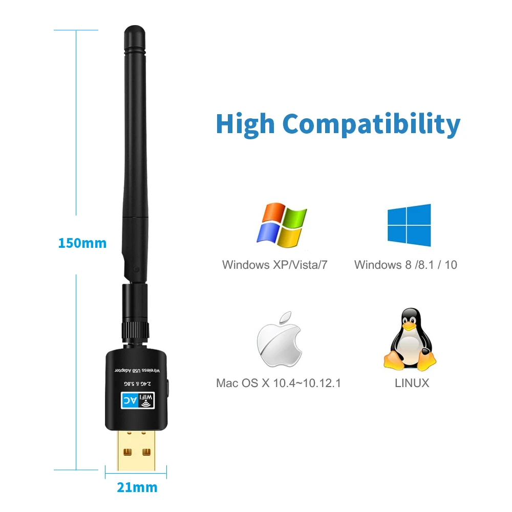 TEROW USB Wifi Adapteris 5.8 GHz+2.4 GHz Wi-fi Imtuvas Didelės Spartos 600Mbps 
