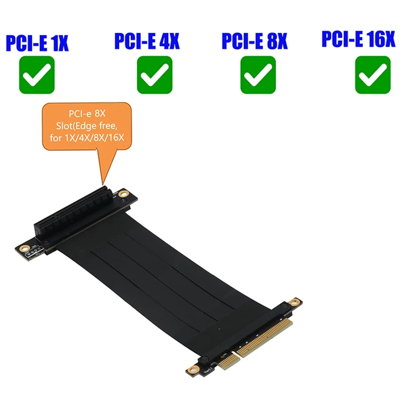 PCI-E 8X ilgiklis su 270° Atvirkštinio PCI-E Lizdą Parama PCI Express 1X/4X/8X/16X Kortelę Stalinį KOMPIUTERĮ