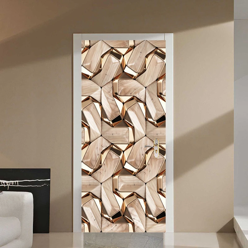 Šiuolaikinės Kūrybos 3D Stereo Golden Line Tapetai Lipnios Vandeniui Durų Lipdukas Kambarį Viešbutyje Menas, Sienų Lipdukai Plakatas
