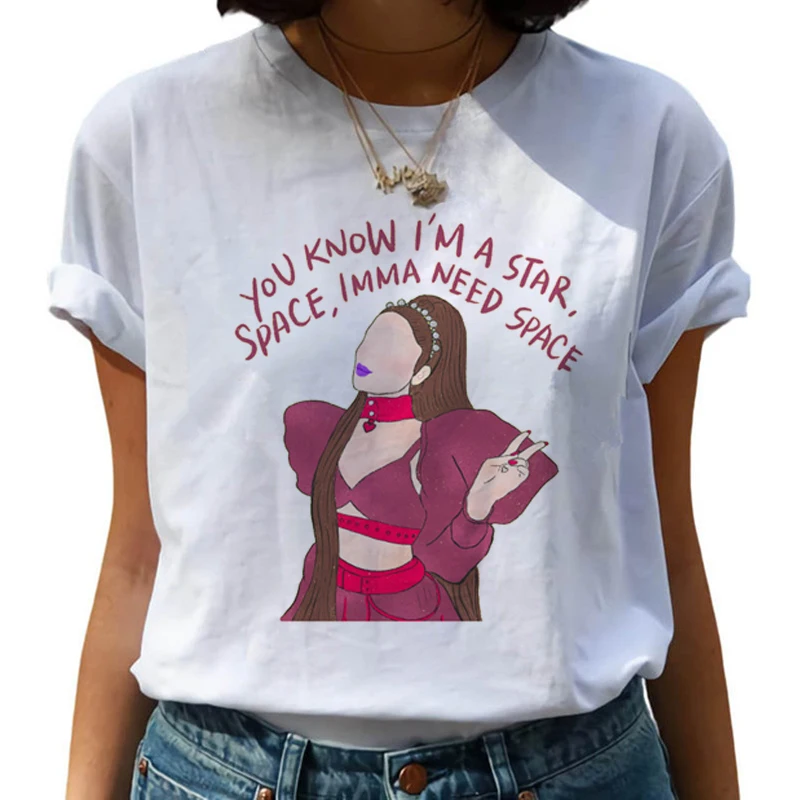 Ariana Grande Ačiū,kitą Harajuku Marškinėliai Moterims Ullzang 7 Žiedai Nauja, T-shirt Estetinės Hip-Hop Marškinėlius Mados Viršuje, Trišakiai Moteris