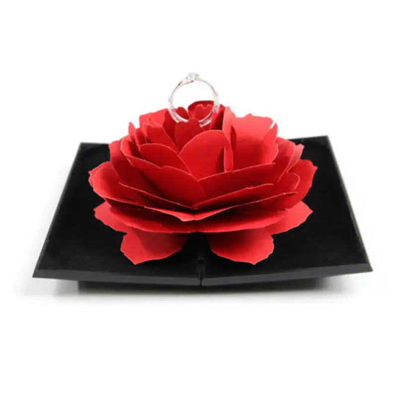 Naujas Mados Lankstymo Rožės Žiedas Lange Gimtadienio Papuošalai Ekranas Dėžės Dovana Vestuvių Valentino Kūrybos