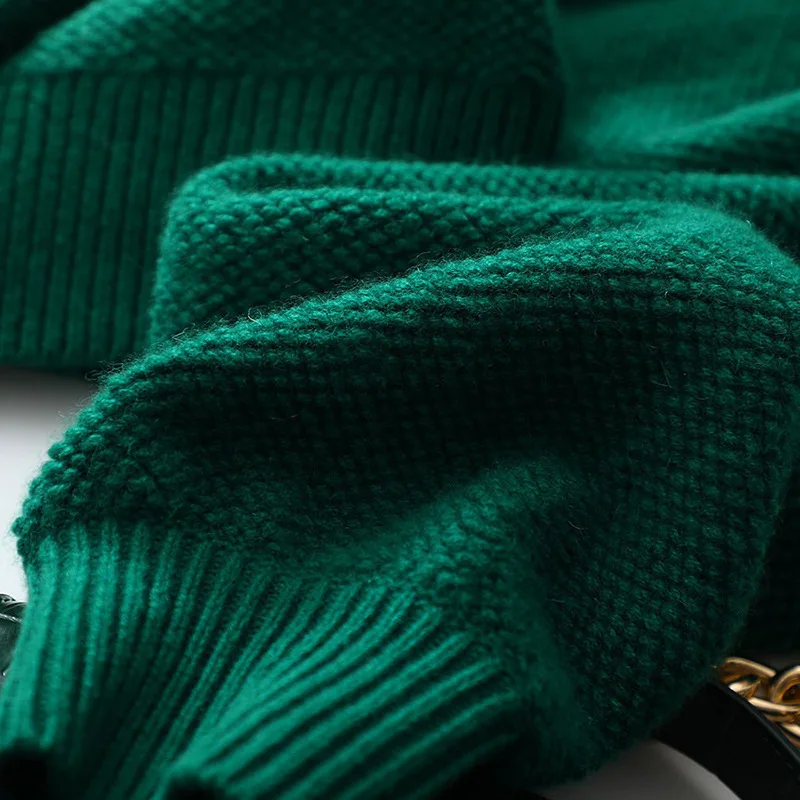 Kašmyras laisvi megztiniai moterų megzti žiemos mados įgulos kaklo, ilgomis rankovėmis storas megztinis laisvalaikio prekės star elegantiškas puloveriai