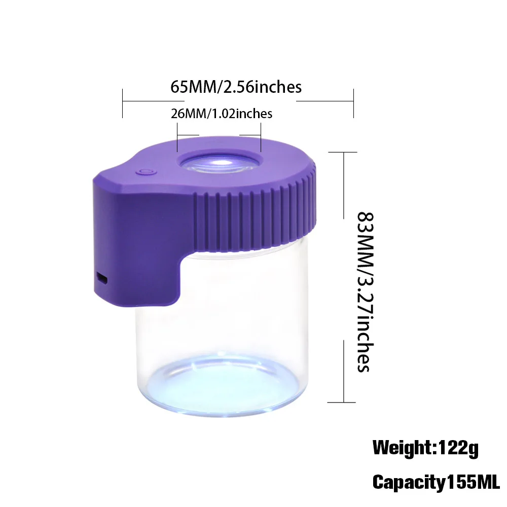 GORDONAS Plastikiniai ir Stikliniai Šviesos LED hermetišką Saugojimo Didinamąjį Jar Žiūrėjimo Konteinerių 155ML Vakuuminio Sandarinimo Plastiko Tablečių Dėžutė Atveju