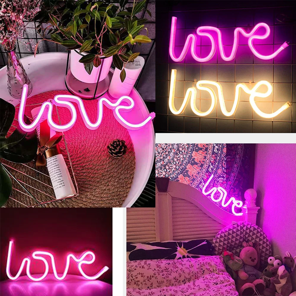 LED Baterijos Neon Meilės Formos Raštą, Naktį Šviesos Ženklas Lempos Dvigubo Galingumo naktinė lempa už Valentino Dienos, Gimtadienio, Vestuvių LED