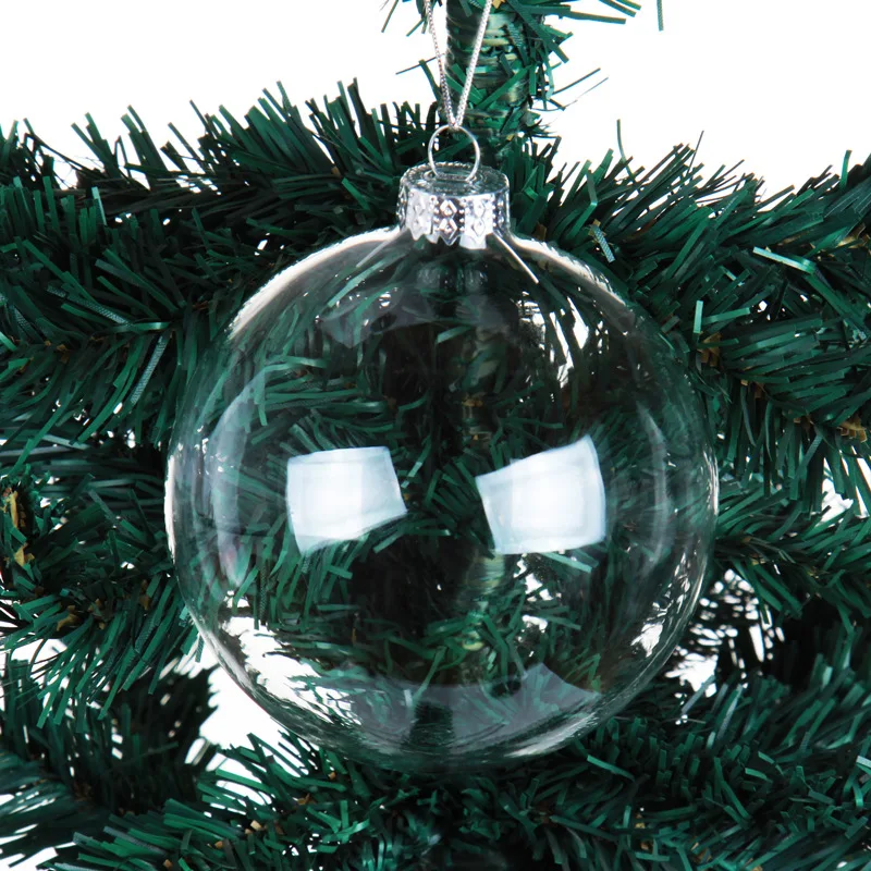6pcs 8-10cm Kalėdų Medžių Papuošalai Kamuolys Su Sidabro Dangtelis Skaidrus, Atviras Plastiko Aišku, Ornamentas Kalėdų Eglutės papuošalus