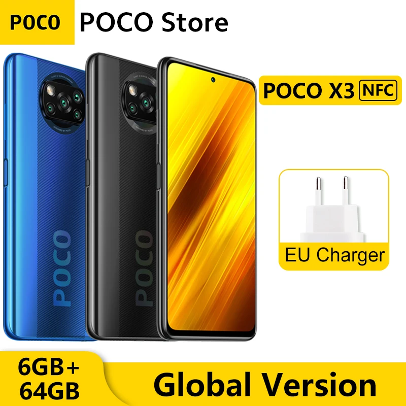 Pasaulinė Versija POCO X3 NFC 6GB RAM 64GB ROM Mobiliojo Telefono Snapdragon 732G 64MP Quad Kamera 6.67