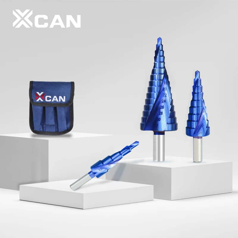 XCAN 4-32mm HSS Nano mėlyna Padengtas Žingsnis Gręžimo karūnos Gręžimo Įrankiai Metalo greitapjovio Plieno, Medžio Skylė Cutter Žingsnis Kūgio Gręžimo