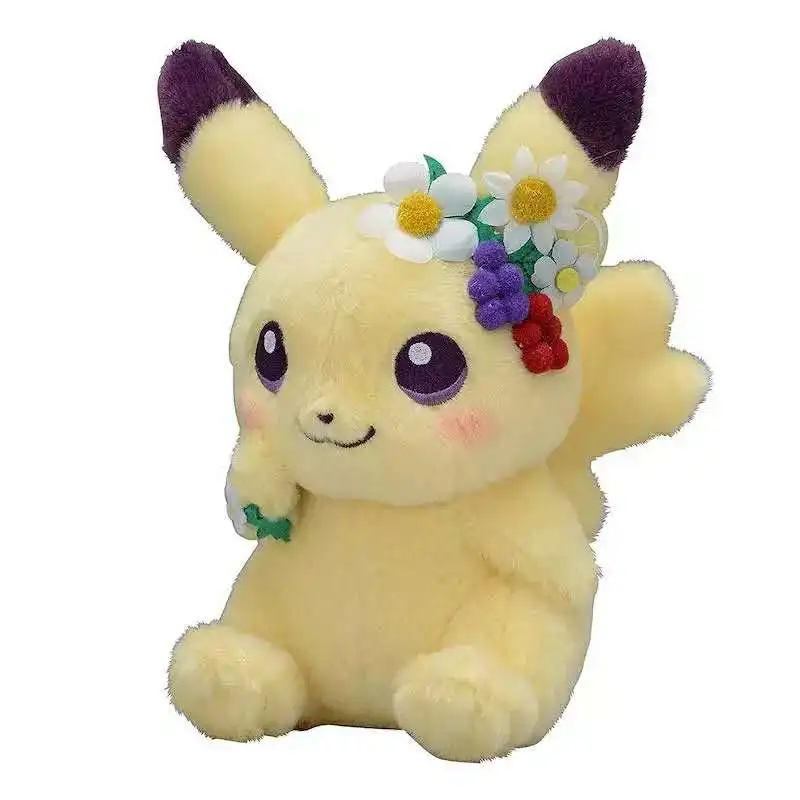 Originalus Autentiškas Japonija, Anime, Žaidimai Pokemon žuvininkystės Pikachu&Eevee Tik Gėlių Pliušinis Lėlės Įdaryti Žaislas 18cm
