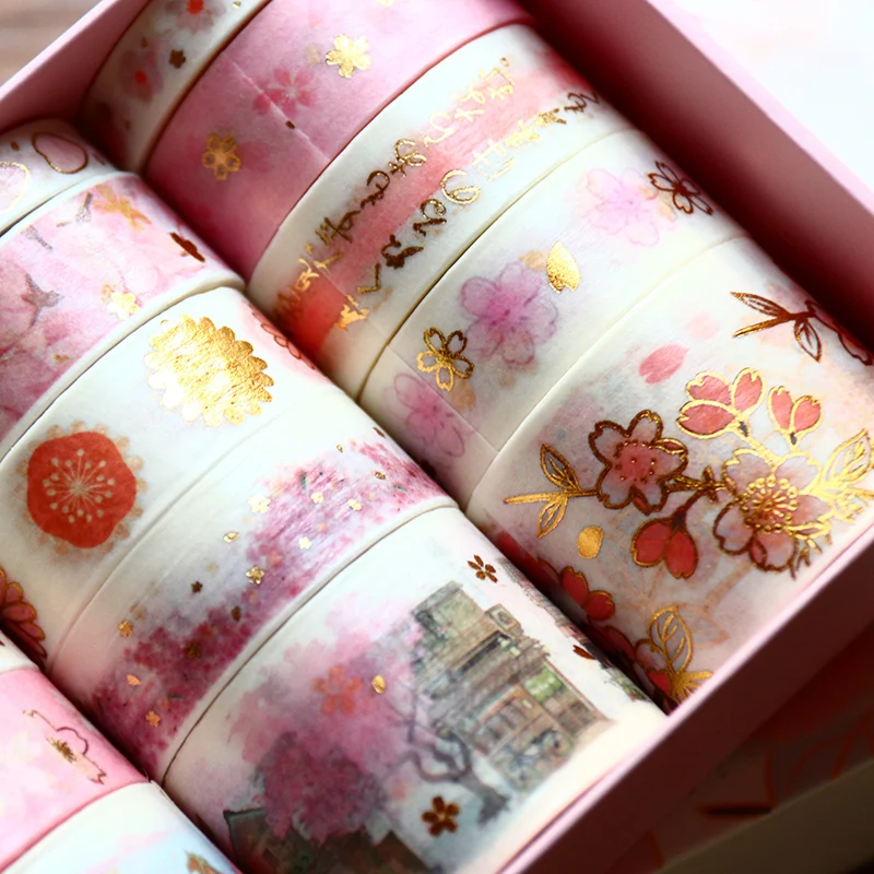 20pcs Derliaus Aukso Folija Washi Tape Nustatyti Krano Kosminės Fantazijos Sakura Gėlių Lipnia Izoliacine Juostos 