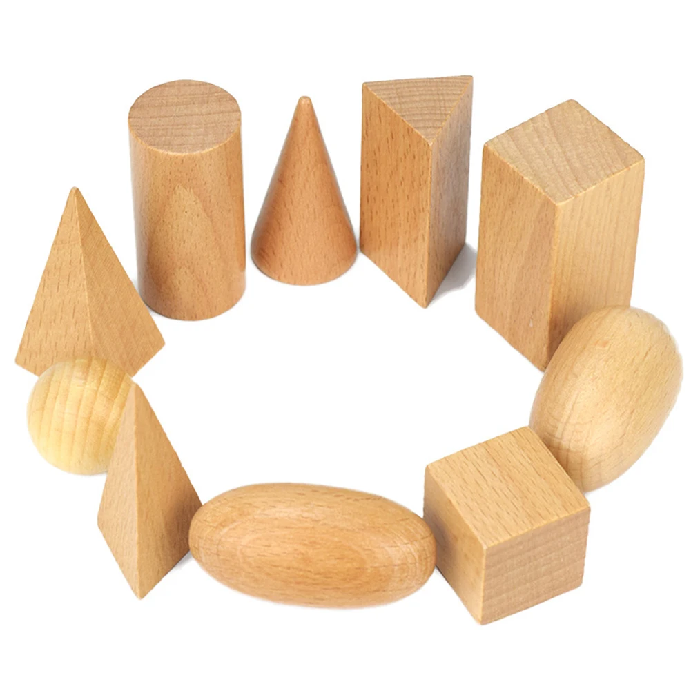 10vnt/Set Medinės 3D Geometrinis Kietasis Mokymosi Pagalba Vaikams Aritmetinio-Geometrinio Vaikai Vaikai Plėtoti Žvalgybos, Švietimo Žaislai