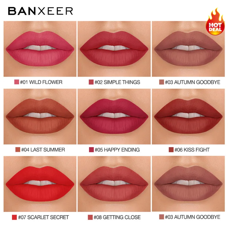 BANXEER Matinis Lūpų Lipgloss Aksomo Nuogas Lipgloss Vandeniui ilgalaikis Lūpų Makiažas Aukštos Lūpų Blizgesys Pigmento Kosmetikos