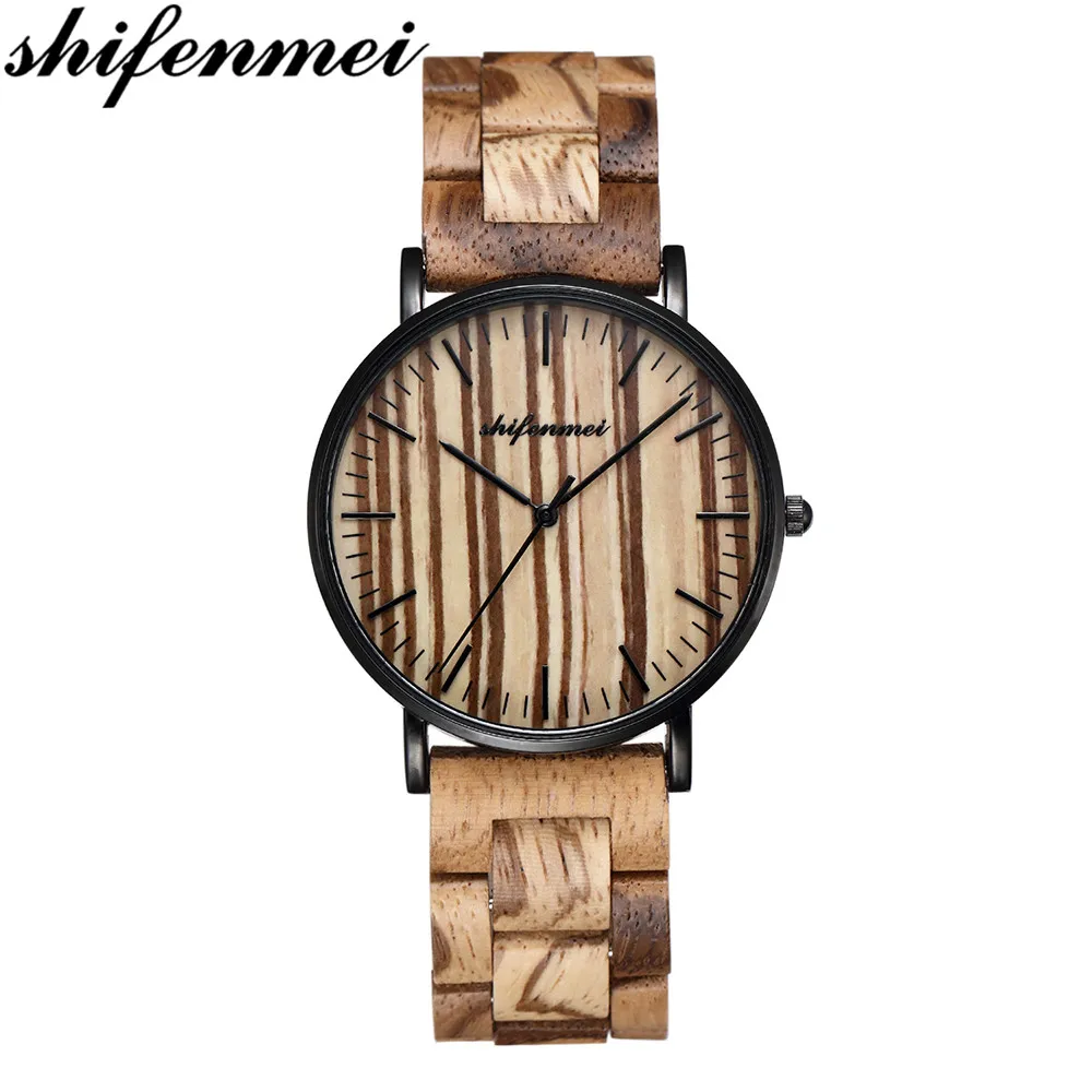 Shifenmei Bambuko moterų Žiūrėti Mediniai Dial Susiduria su Skale Vyrų Kvarciniai Laikrodžiai Diržai relojes mujer marca de lujo Mirar Relojes