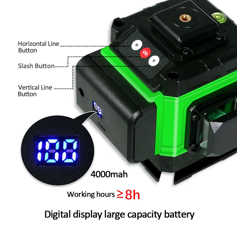 Clubiona IE12A Ekonomikos Grindų ir sienų Žalios Linijos Nuotolinio valdymo 3D Lazeris Lygį Su Li-ion baterija