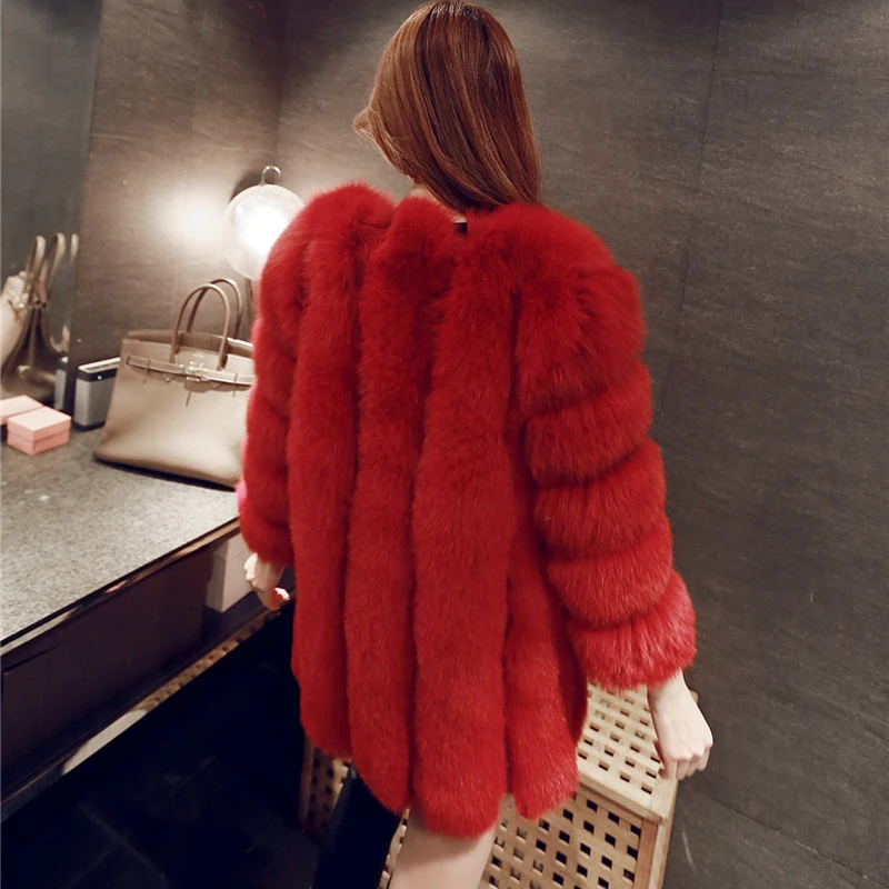 ZADORIN Abrigo Mujer Moterų Žiemos Paltai Prabanga Dirbtiniais Fox Fur Coat Plius Dydis Storas Šiltas, Ilgas, Purus Rožinė Striukė Kailis bontjas