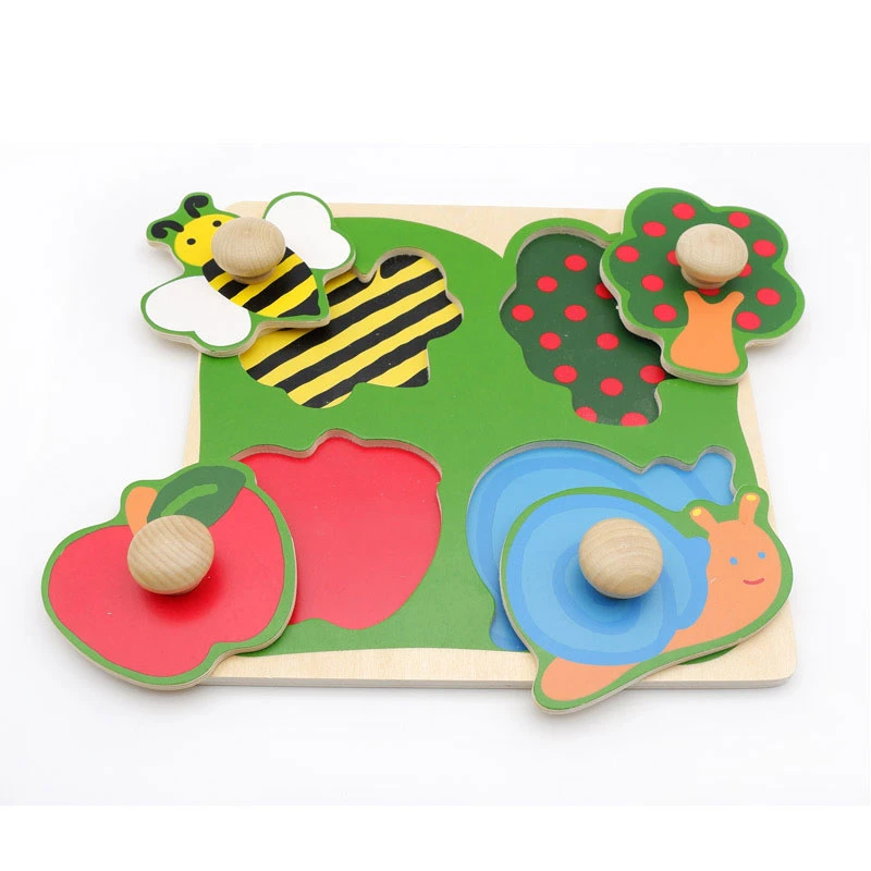 Kūdikių Montessori Ugdymo Mediniai Žaislai, Vaisių Formos ir Spalvų Dėlionės Ikimokyklinio Mokymosi Medienos Žaislai Vaikams, Sensorinėmis Medžiagos