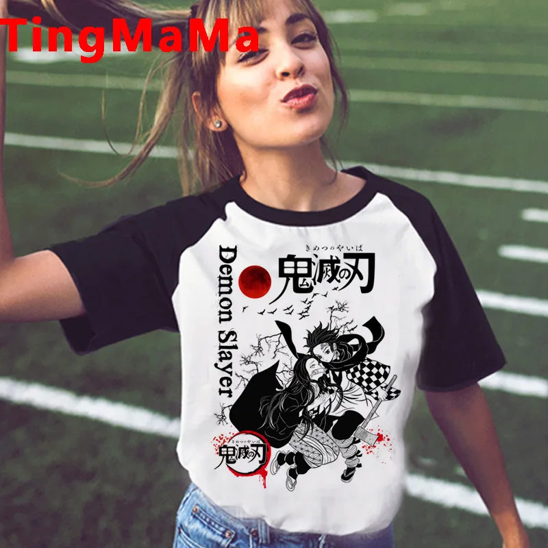 Karšto Anime Demon Slayer Marškinėliai Moterims Kawaii Animacinių filmų T-shirt Kimetsu Nr. Yaiba Grafinis Tees Harajuku Plius Dydis Moterų Unisex