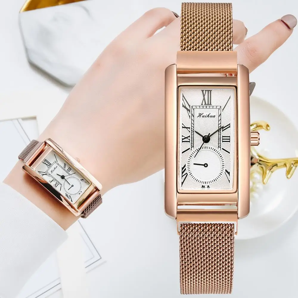 Mados 2020 Moterų Laikrodžiai Ultra Plonas Kvadratinėmis Diržo Kvarco Riešo Žiūrėti Ponios Suknelė, Žiūrėti Klasikiniai Rose Gold Laikrodis Atsitiktinis