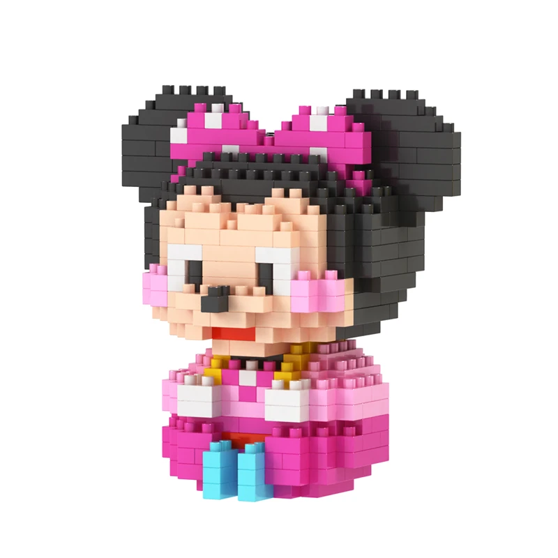 Disney Mickey Mouse blokų, plytų žaislai statybos Mini blokai animacinių filmų personažus, mokymo vienetų vaikų žaislas atitinka legoeing