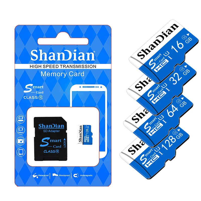 ShanDian Atminties kortelė Micro SD card 32GB 64GB 8GB 16GB class10 TF kortelė Microsd Pen ratai 