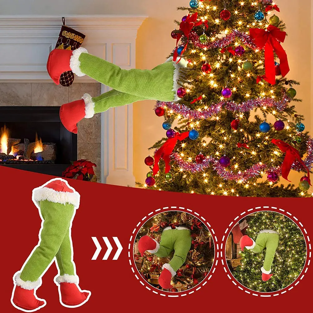 40CM Kalėdinė Dekoracija Pliušinis Elf Kojos Kalėdų Pliušinis Elf Žaislas Kalėdų Eglutės Kabantys Papuošalai Šalis Dekoro 2021 Naujas