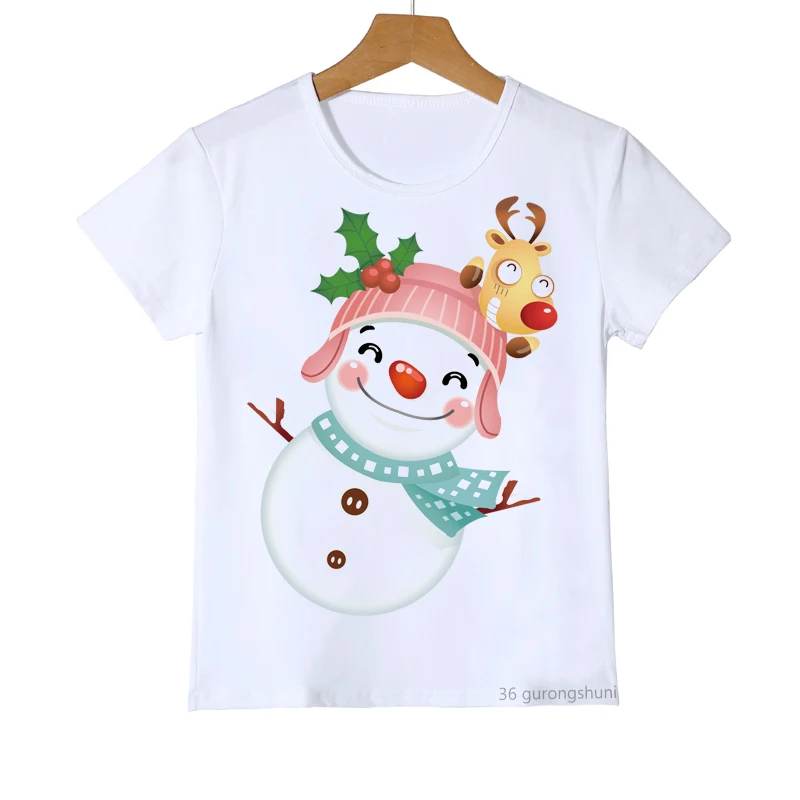 Juokinga Grinch Sniego T-marškinėliai berniukams/mergaitėms Mielas vasaros marškinėliai viršuje Harajuku spausdinti balti marškiniai Kalėdų mados vaikai aprengti