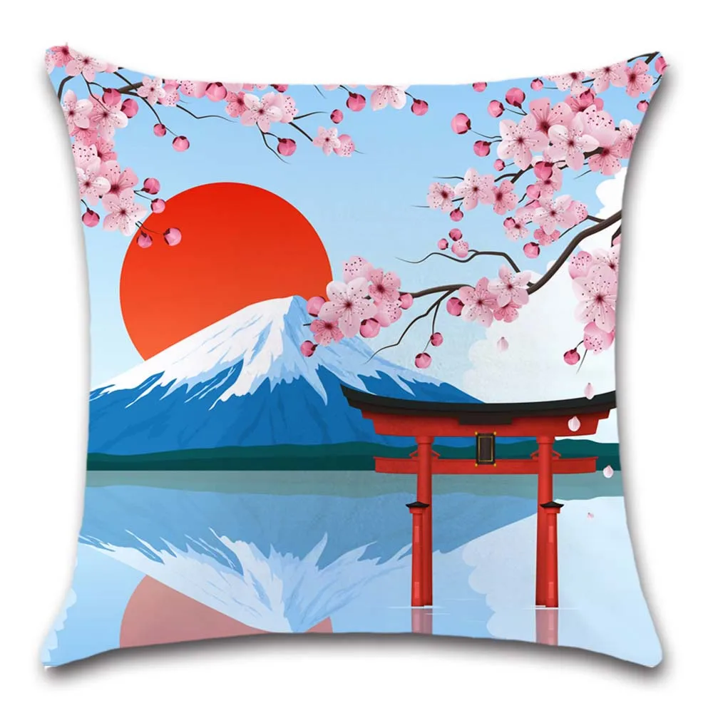 Raudona saulėlydžio Japonija stiliaus kalnų balta Pagalvėlė Padengti Dekoratyvinių Namų sofos, sėdynės Dekoro draugas biuro vaikų miegamasis dovana užvalkalas