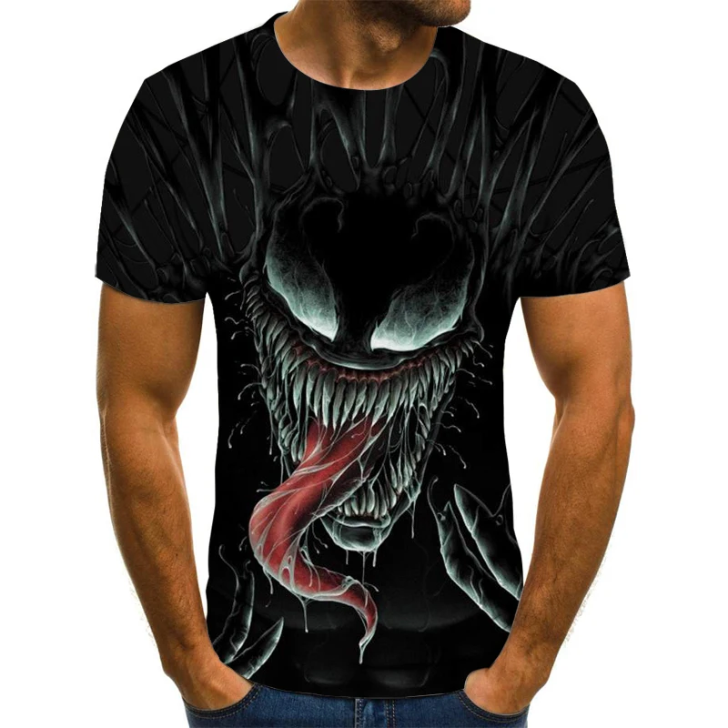 2020 metų vasaros naują 3d T-shirt spausdinimas vyriški O-kaklo atsitiktinis gotikos tamsiai atsitiktinis trumparankoviai punk rock vyrų labdarai