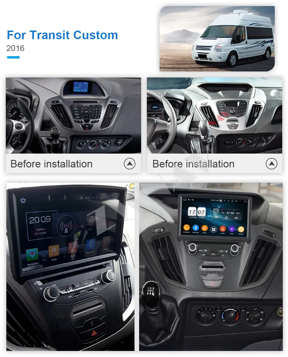 Belaidžio Carplay 2016 m. Ford Transit Custom Android 10.0 Multimedijos Grotuvas GPS Navi 