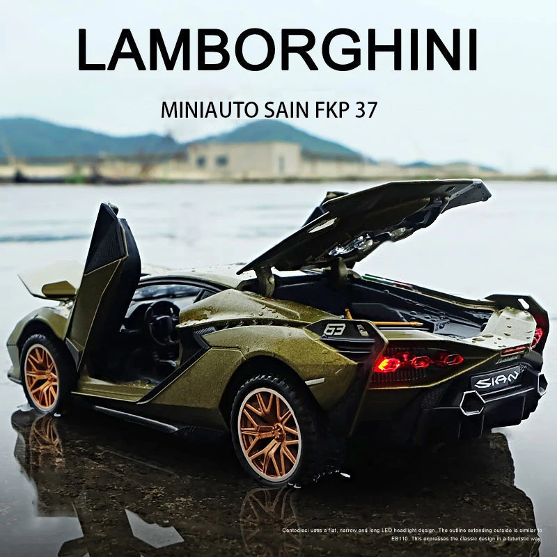 1:32 Lamborghinis Sian Automobilių Diecast Lydinio Sporto Automobilio Modelio, Garso, Super Lenktynių Kėlimo Uodega Karšto Metalo Automobilių Ratų Vaikams Dovanos