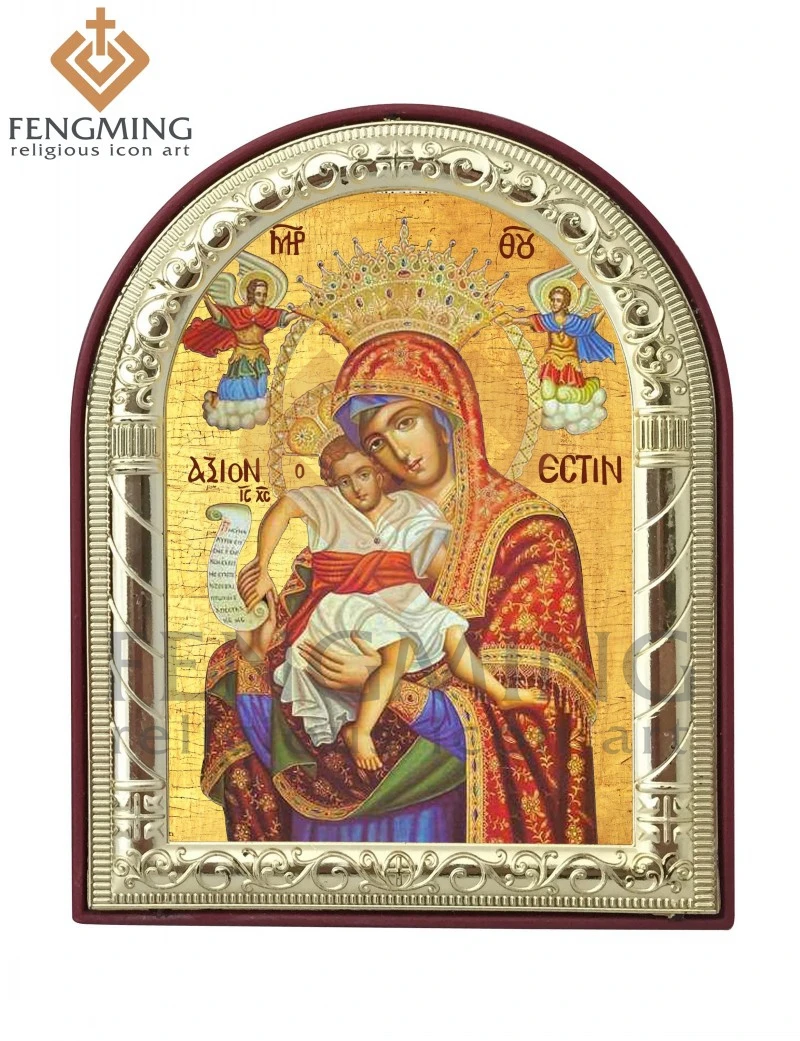 Gali custom Metalo, sidabro, aukso rėmo katalikų bizantijos theotokos Jėzus amatų religinių dėl plastikinių namų puošybai pakabukas