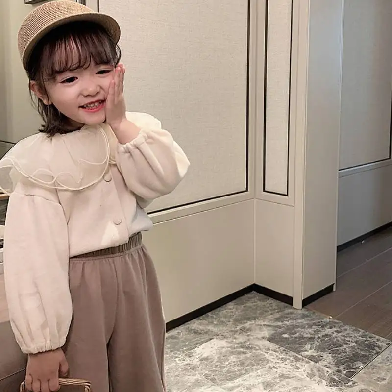Mergaitėms Ilgomis Rankovėmis Kailis 2020 M. Rudenį Vaikai Korėjos Stiliaus Dizainas Susagstomi Megztiniai Kintted Megztinis Saldus, Gražus Kailis
