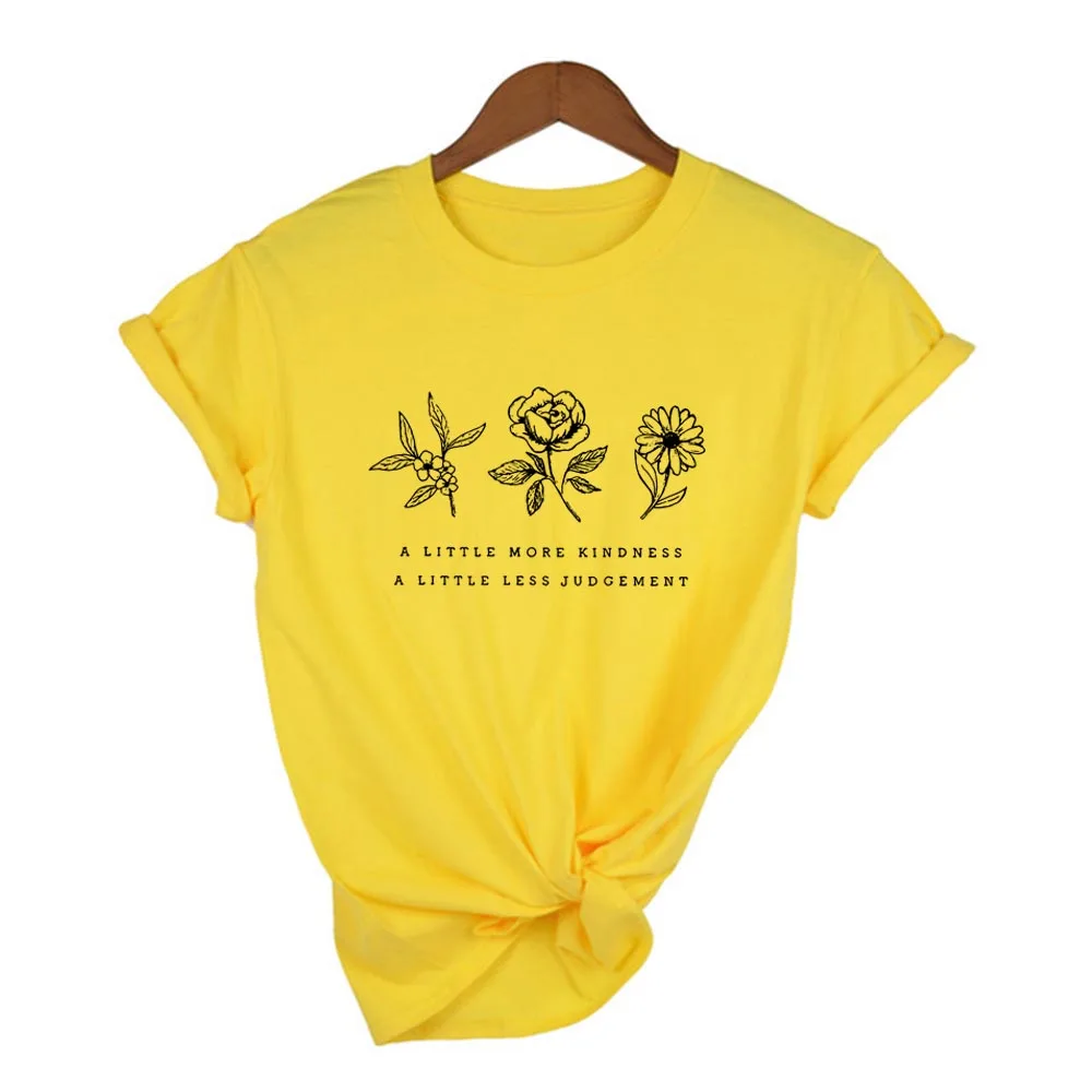 Šiek tiek Daugiau Gerumo Šiek tiek Mažiau Sprendimą Moterys Vasarą T-shirt, Derliaus Grafinis Tees Harajuku Gėlių Spausdinti Estetinės Viršūnės