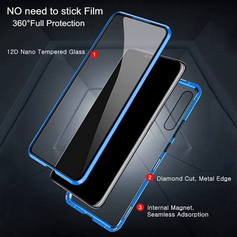 Magnetinio Atveju, Samsung Galaxy A51 A71 Atveju Dvipusis Grūdintas Stiklas Case for Samsung Galaxy S10 Lite 10 Pastaba Lite Atveju