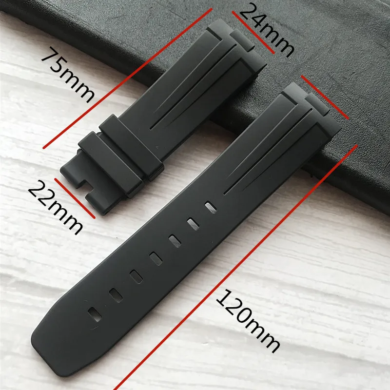 Lenktas minkštas ir patogus, atsparus vandeniui 24mm Watchband black serija silikoninė guma dirželis vietoj to PAM, dirželis, naujas siųsti įrankiai