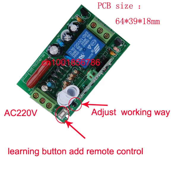 220V 10A 1CH Belaidis nuotolinio valdymo Radijo Valdikliai/Switch1 Imtuvas Ir 5 Siųstuvas Mokymosi kodas Smart home Perjungti /momentinį