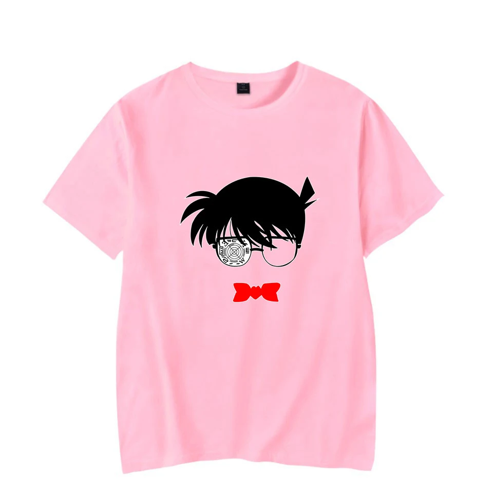 Atsitiktinis Detective Conan t-shirt Vyrai Moterys Medvilnės trumpomis Rankovėmis Marškinėliai Vasaros Mados Anime Detective Conan berniukams, mergaitėms, rausvos spalvos, trišakius