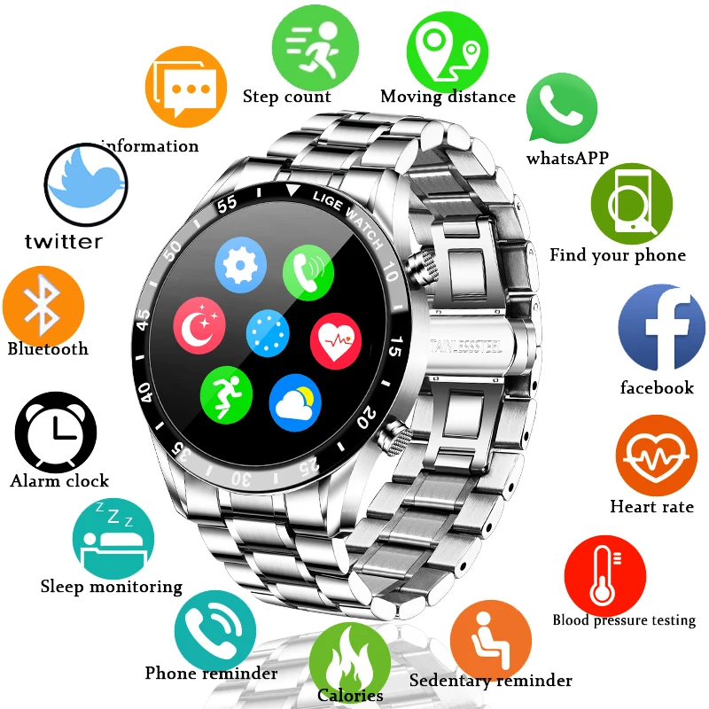 LIGE 2020 Naujas Vyrų Smart Watch 