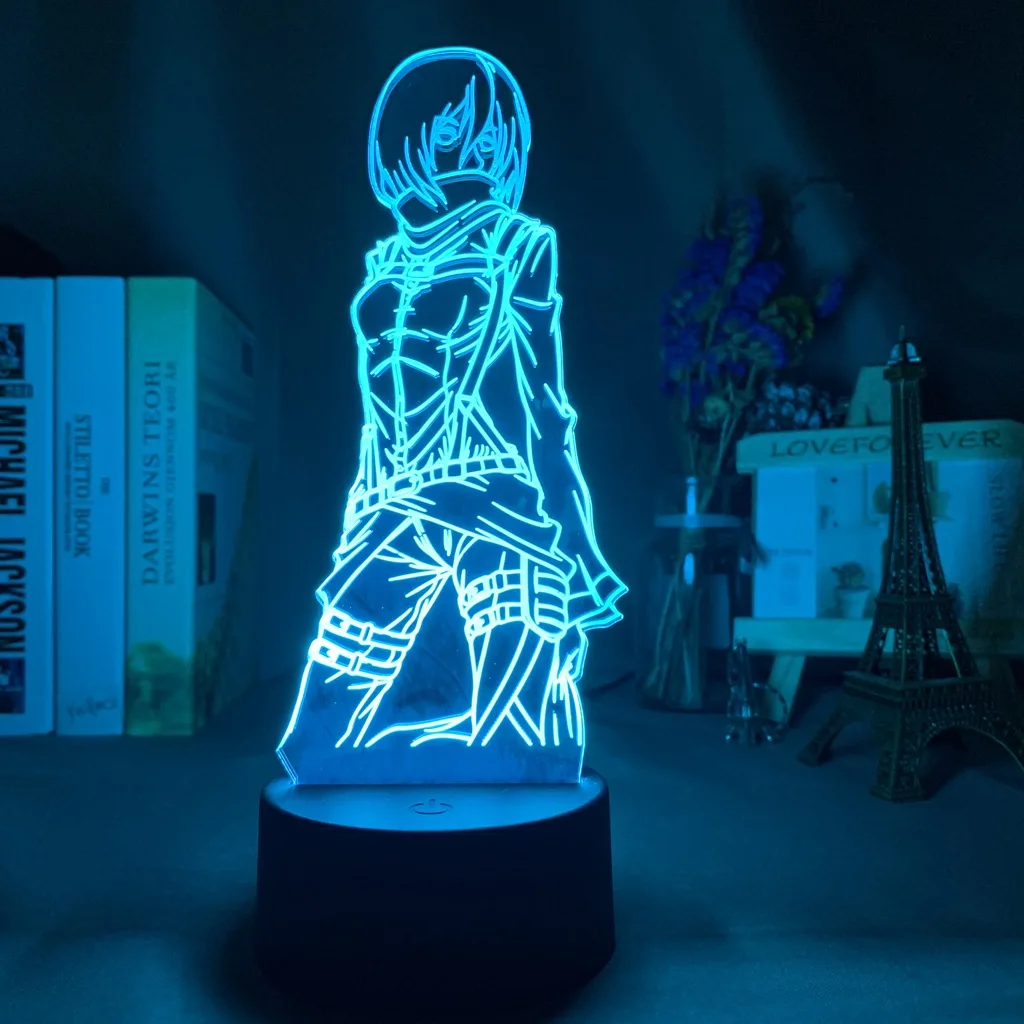 3d Lempos Ataka Titan Mikasa Akermano Pav Vaikai naktinė lempa už Kambario Dekoracija Led Spalva Keičiasi Naktį Šviesos Anime Dovana