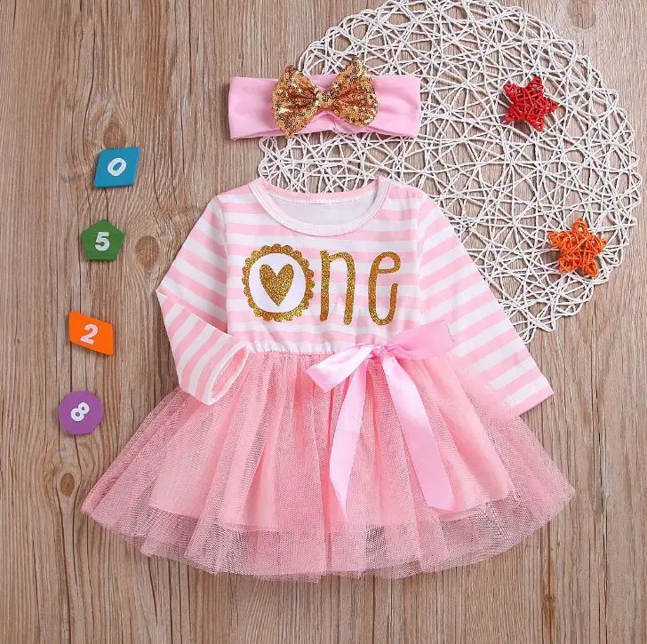 Bamblys Baby Girl Dress Rožinė Princesė Partija 2 1 Pirmo Gimtadienio Suknelė 1 Metų mergytę Drabužiai Naujagimiams Komplektus Drabužių