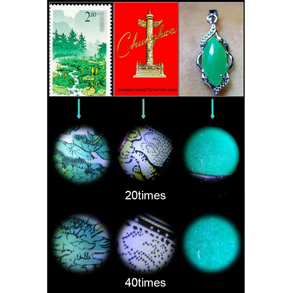 Perlas Daugiafunkcinis Kišeninis Mikroskopas Spausdinimo Papuošalai Mini didinamasis stiklas LED Apšviesta UV Lempa Priartinimas HD Loupe Stiklo Monokuliariniai Delniniai