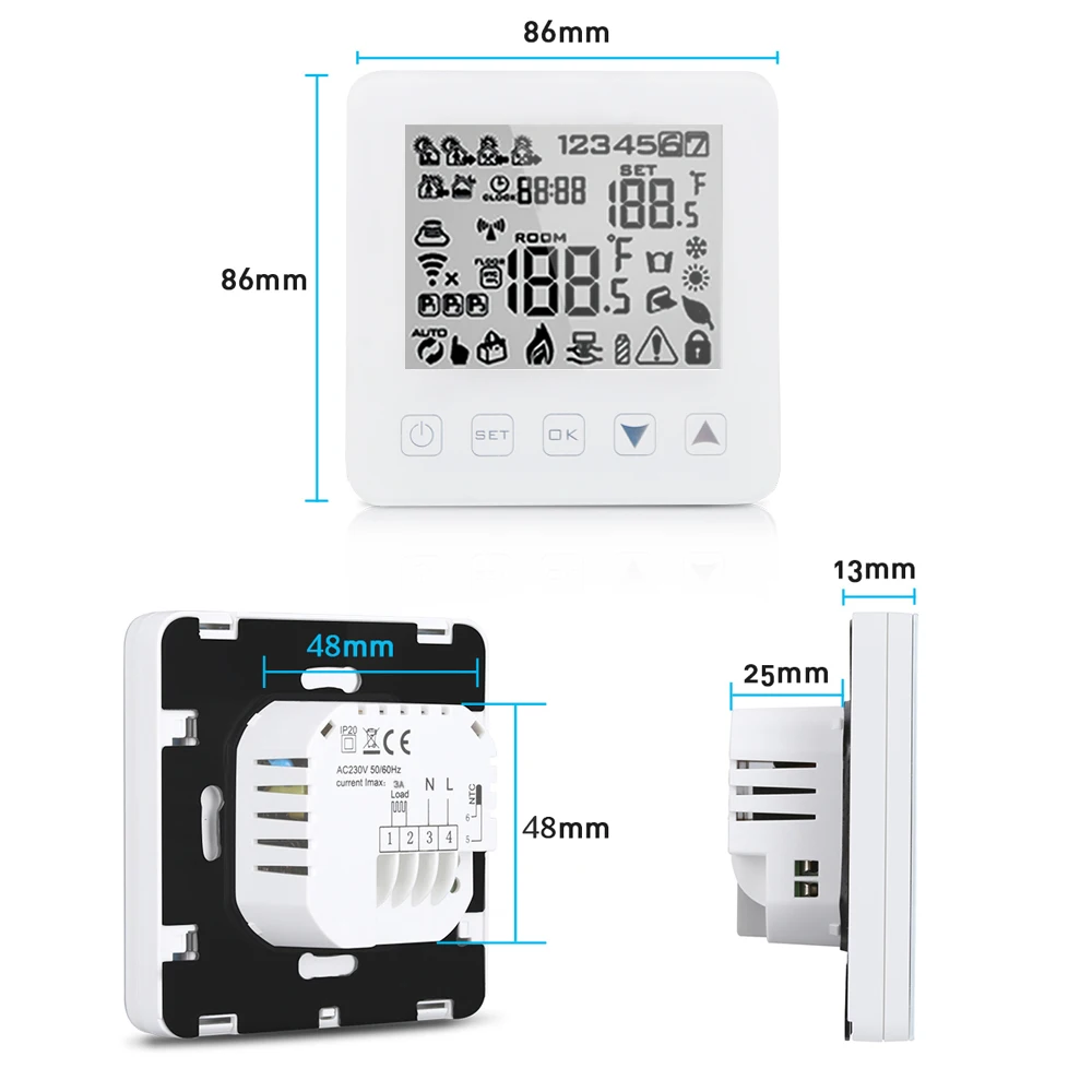 Alexa Smart Wifi, Termostatas, Elektrinis Grindų Šildymo Termostatas Namų Šiltų Grindų Šildymo Tuya Programuojamas Temperatūros Reguliatorius